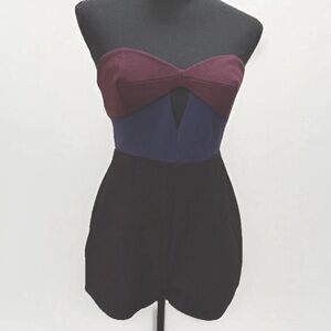 Strapless Colorblock Romper Playsuit